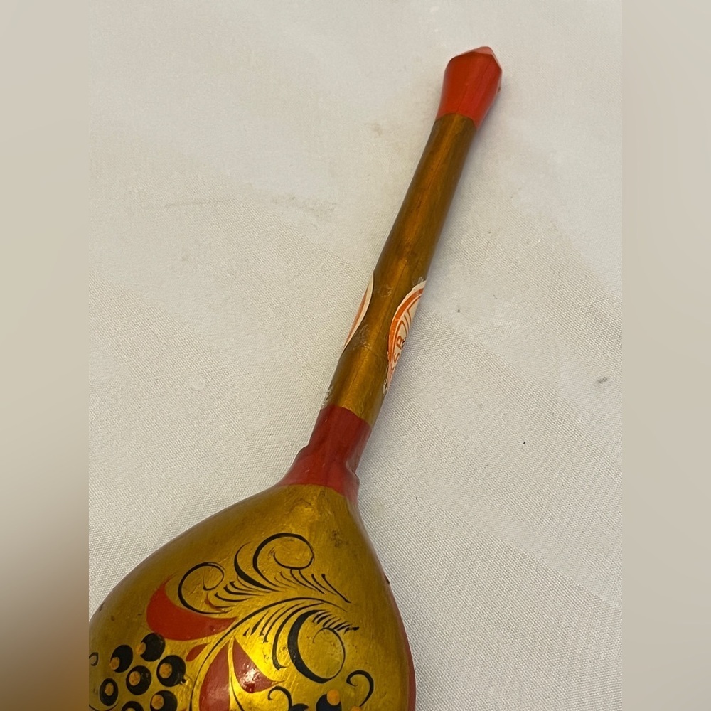 Hand Painted Wooden Khokhloma Spoon, Made in USSR, Vintage EUC - Picture 6 of 9